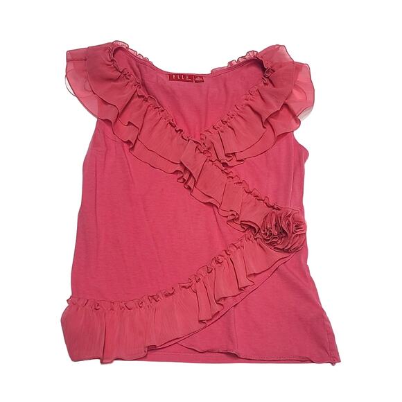 Elle ruffle sleeveless pink blouse women's medium - Picture 1 of 6